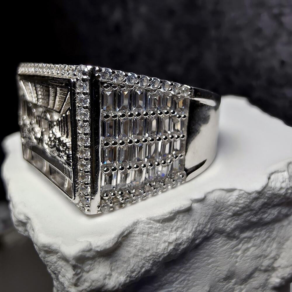Men's Iced Out Last Supper Ring - 925 Sterling Silver CZ Ring - Size 11 - Picture 4 of 8
